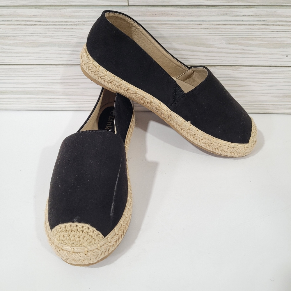 Girls Black and Tan Espadrille Shoes